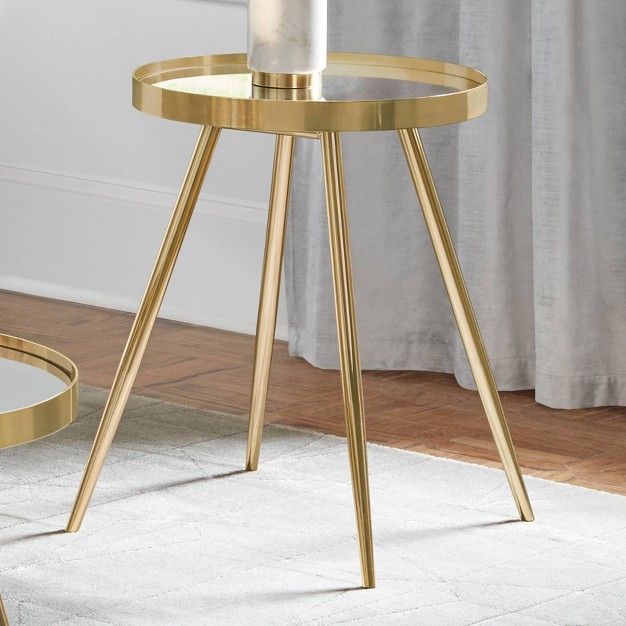 Kaelyn Round End Table With Mirrored Top Gold Coaster