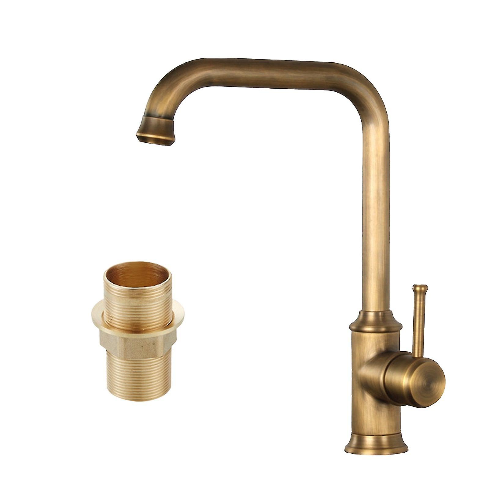 Brass Single Hole Retro Antique Brass Kitchen Sink Tap Swivel Basin Mixer Single Lever Faucet Tall Kitchen Faucet