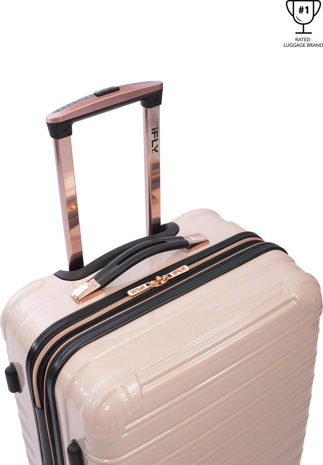 iFLY Hardside Luggage Fibertech 20 Inch Carry-on， Blush/Rose Gold