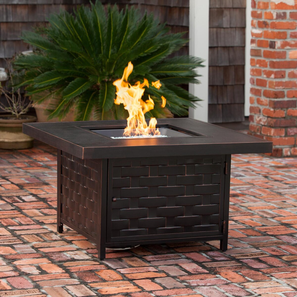 Ultimate Patio Magnolia Way 42-Inch Square Aluminum Propane Fire Pit Table