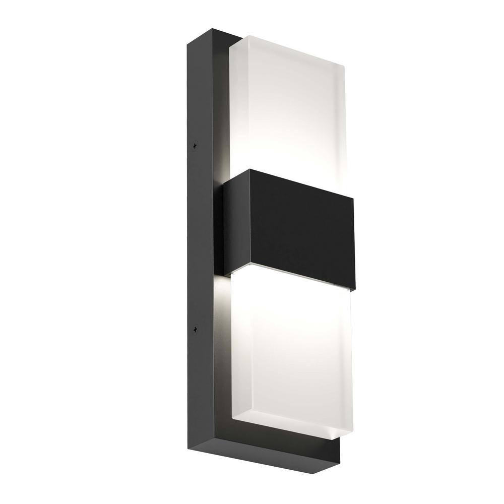 Artika Mazza Black Modern Integrated LED Outdoor Hardwired Garage and Porch Light Lantern Sconce OUT-MF-CMB