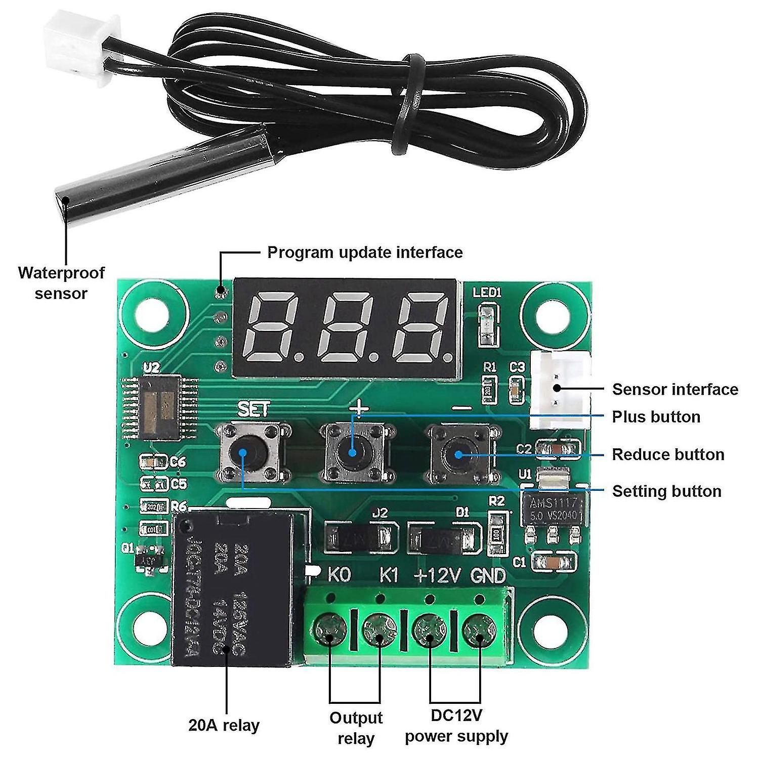 W1209 Dc 12v Digital Temperature Controller Board -50-110c Electronic Temperature Temp Control Mod