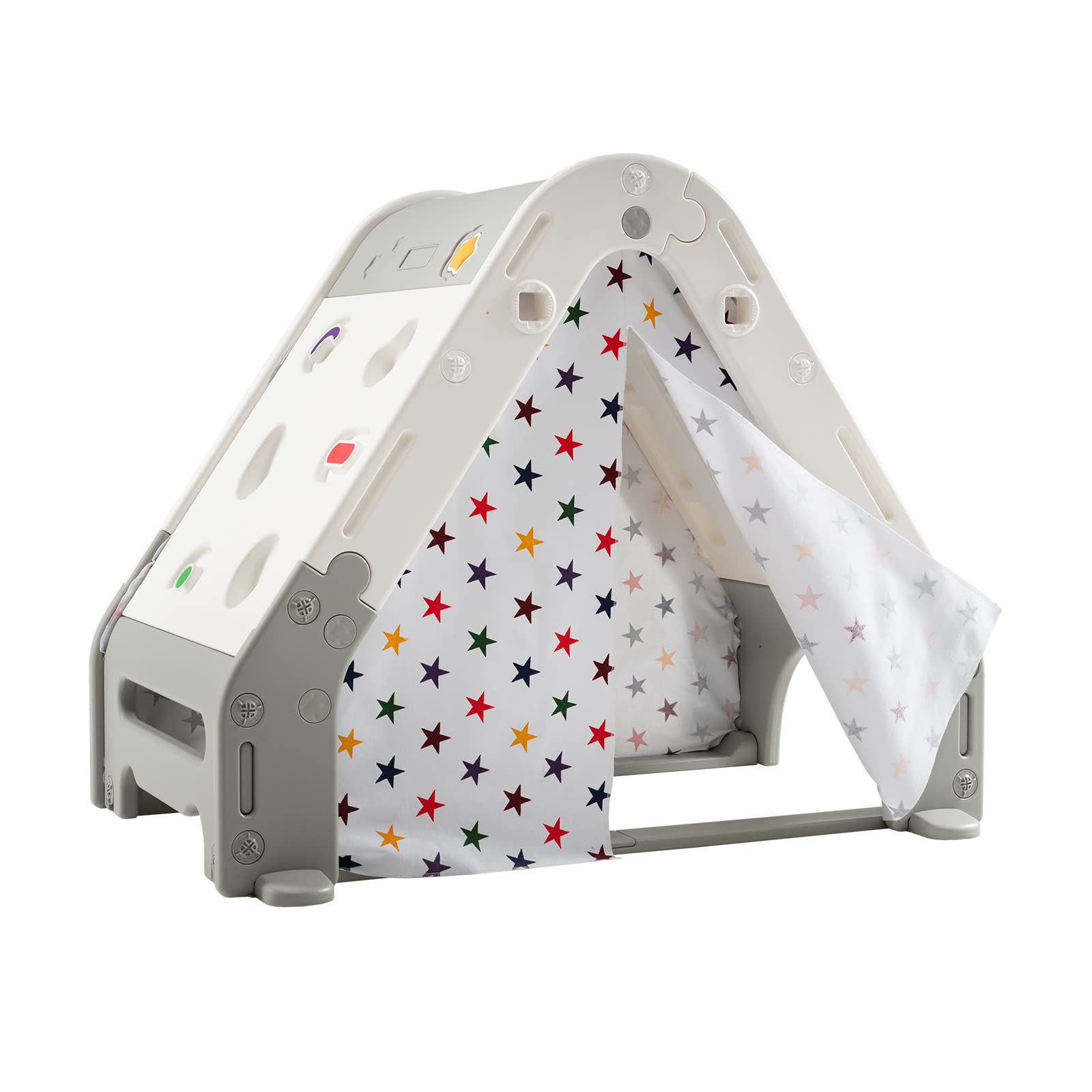 Costzon Climbing Toys for Toddlers, Triangle Climber for Kids with Play Tent