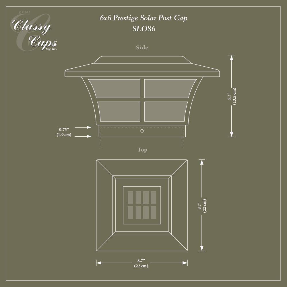 CLASSY CAPS Prestige 6 in. x 6 in. Outdoor Electroplated Copper LED Solar Post Cap (2-Pack) SLO86