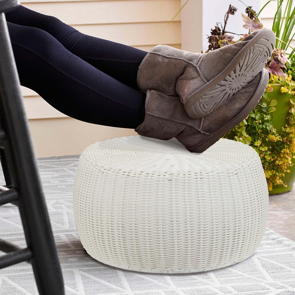 Handwoven Resin Storage Stool Ottoman