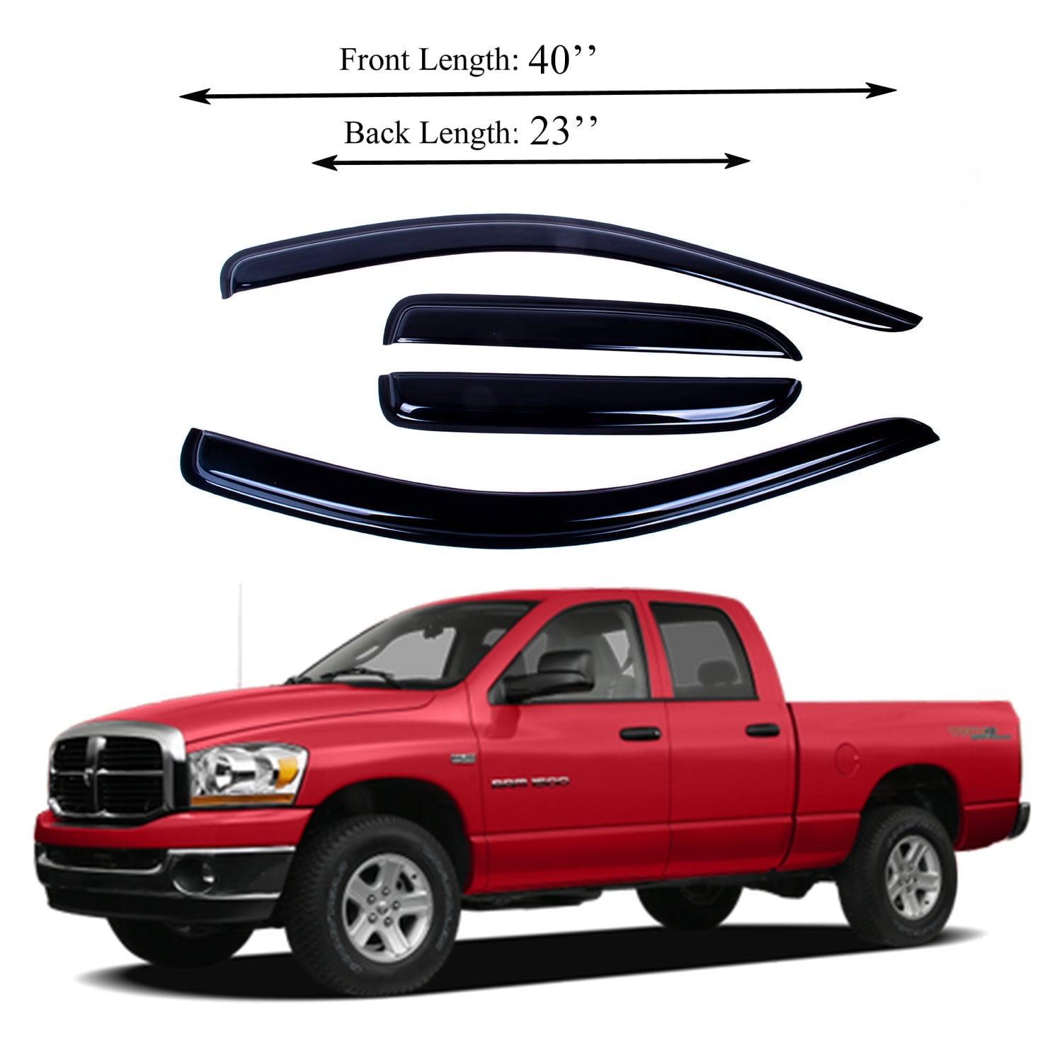 Dodge Ram 1500 02-08 Acrylic Window Visor Sun Rain Deflector Guard