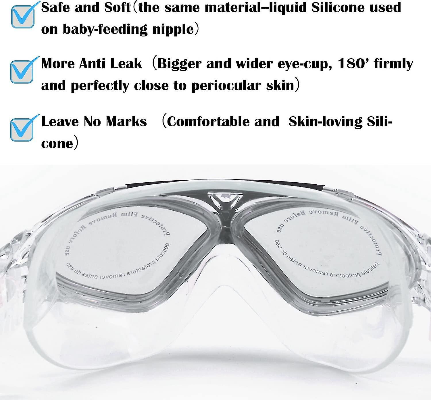 Swimming Goggles，adult Swim Goggles Anti Fog No Leakage Clear Vision Anti Slip Easy To Adjust Comfortable Silicone