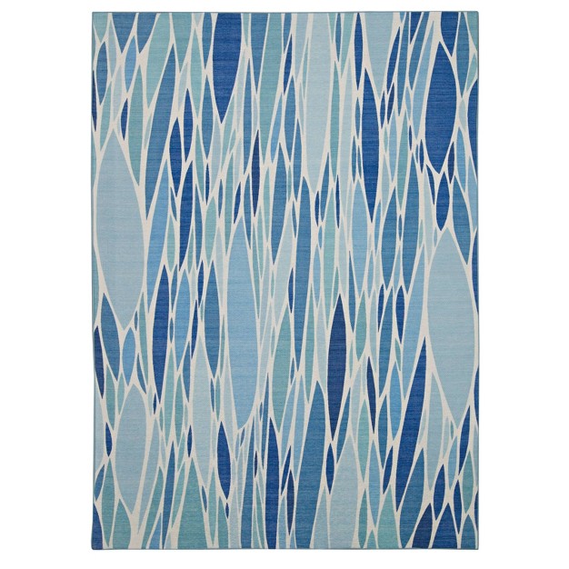 Careen Washable Outdoor Rug Blue ivory Linon