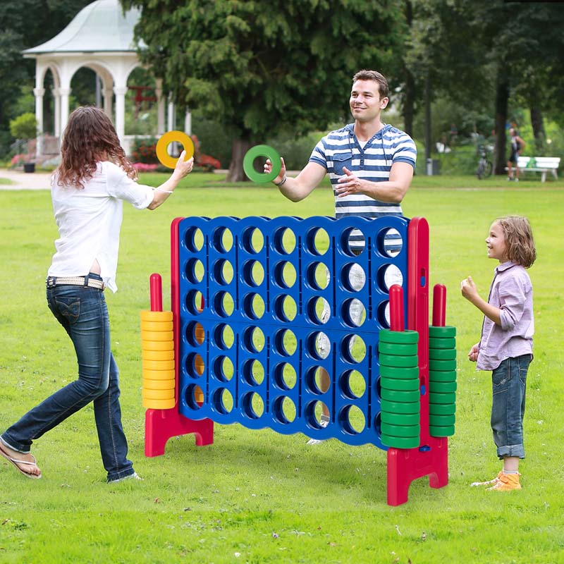 Giant 4-In-A-Row, Jumbo 4-to-Score Giant Game Set with 42 Jumbo Rings & Quick-Release Slider