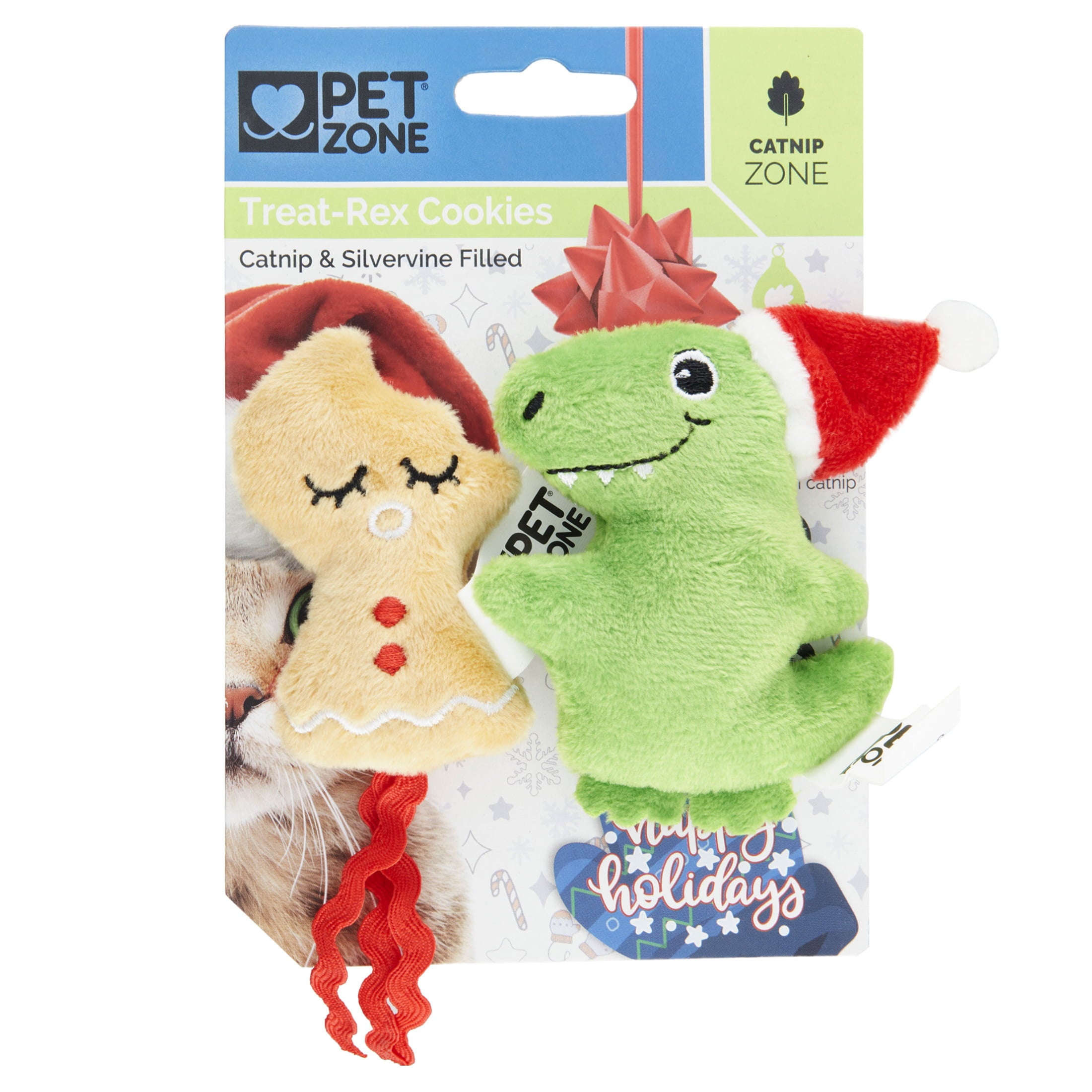 Pet Zone Treat-Rex Plush Catnip Filled Cat Toys for Cats and Kittens， 2 Pack