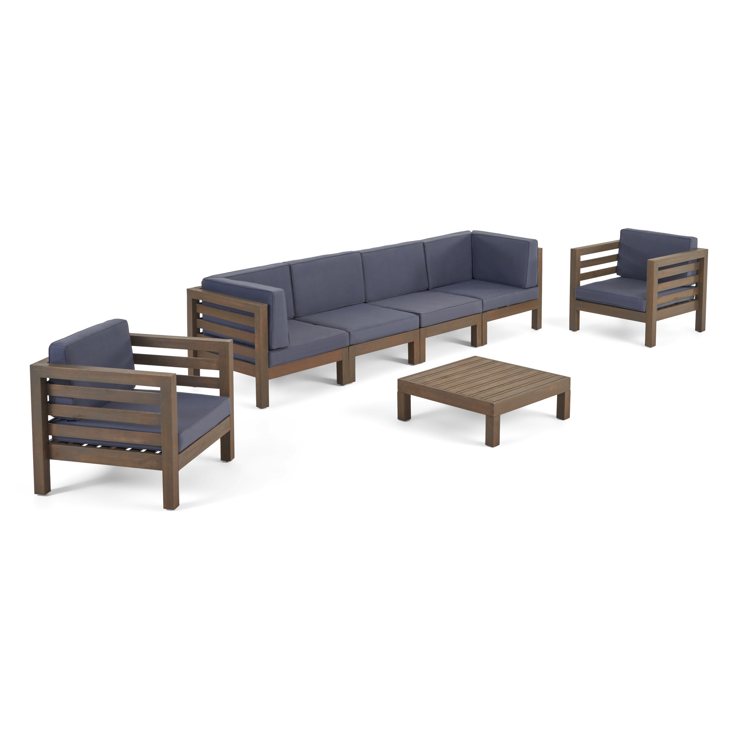 Emma Outdoor 6 Seater Acacia Wood Sofa Chat Set