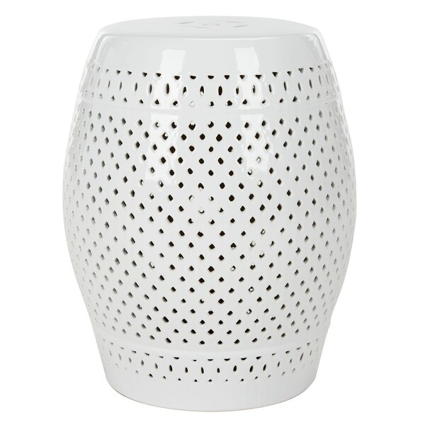 SAFAVIEH Paradise Courtyard White Ceramic Decorative Garden Stool