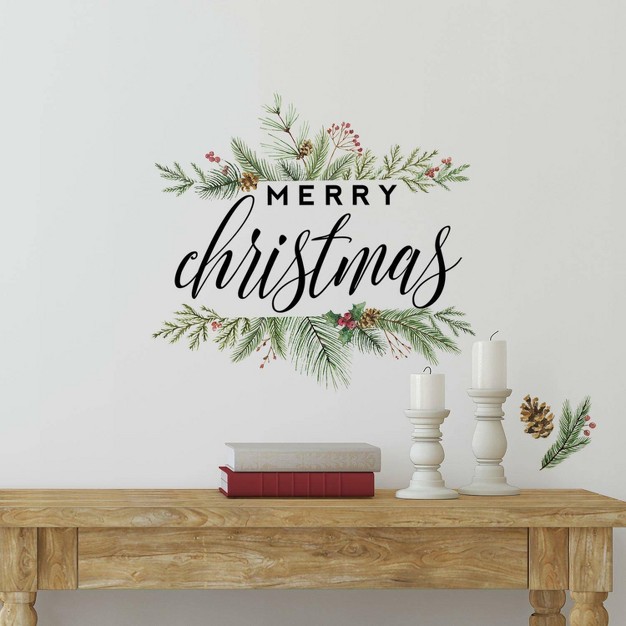 Merry Christmas Wreath Peel And Stick Wall Decal Roommates