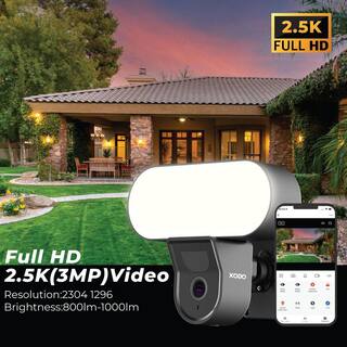 Xodo Floodlight Security Camera E9 Smart Outdoor Surveillance with PIR Motion Detection and 2-Way Talk E9