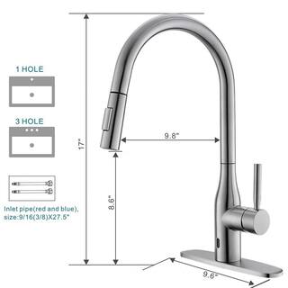 ruiling Single-Handle Infrared Pull-Down Sprayer Kitchen Faucet with 2-Spray Mode in Stainless Steel Silver ATK-139