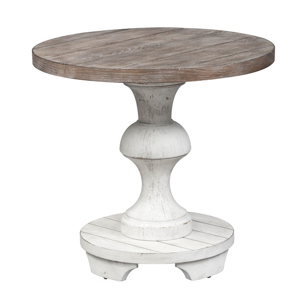 Sedona Heavy Distressed White with Gravel Round End Table