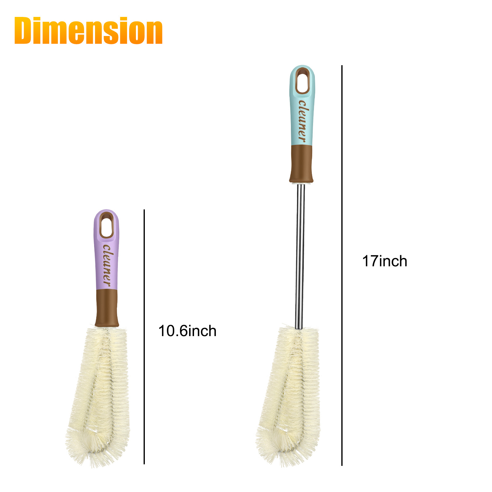 2pcs Water Bottle Brushes， TSV Bottle Brush Cleaner with Durable Handle， Long Handle Bottle Cleaner for Washing Narrow Neck Beer Bottles， Sports Water Bottles with Straw Brush， Lid Cleaner Brushes