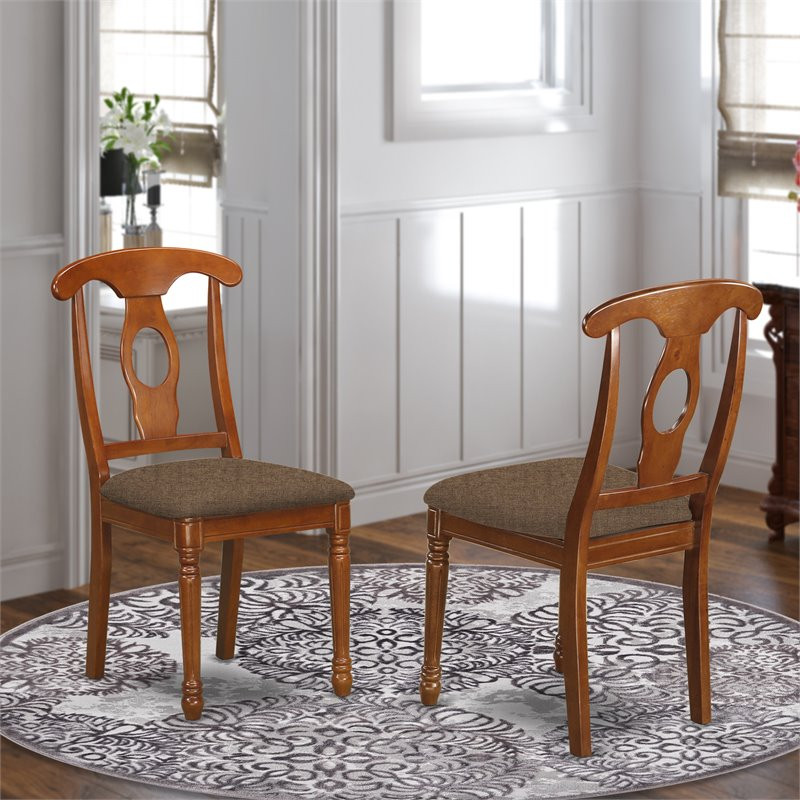 East West Furniture Napoleon 39 quotFabric Dining Chairs in Saddle Brown (Set of 2)   Traditional   Dining Chairs   by Homesquare  Houzz