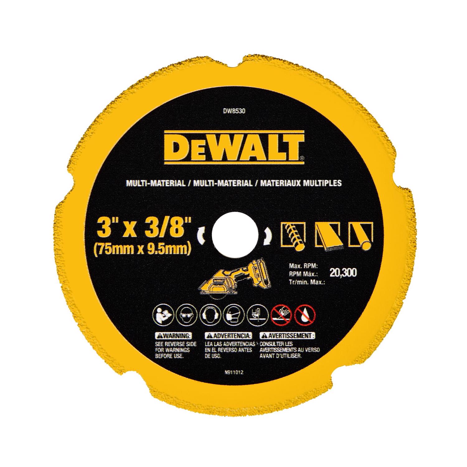 DW 3 in. D X 3/8 in. Diamond Multi-Material Cut-Off Blade 1 pk