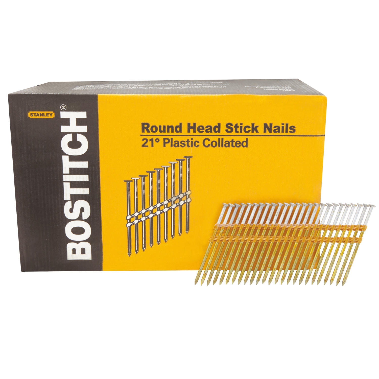 Stanley Bostitch 3-1/2 in. 10 Ga. Plastic Strip Hot-Dip Galvanized Framing Nails 21 deg 4，000 pk