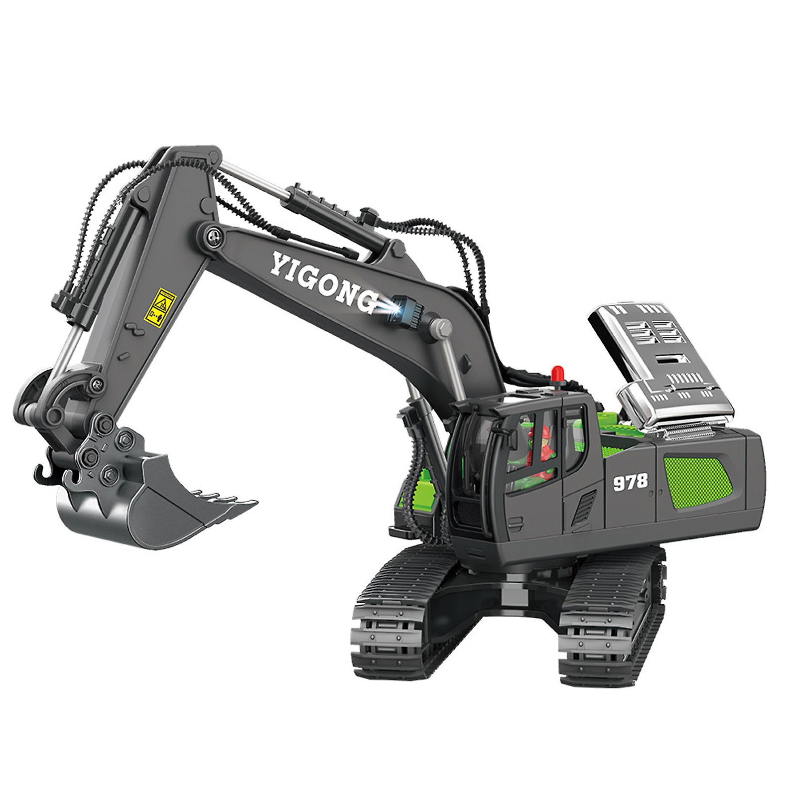 11-channel Bc1043 Alloy Excavator Toy In Gray-green