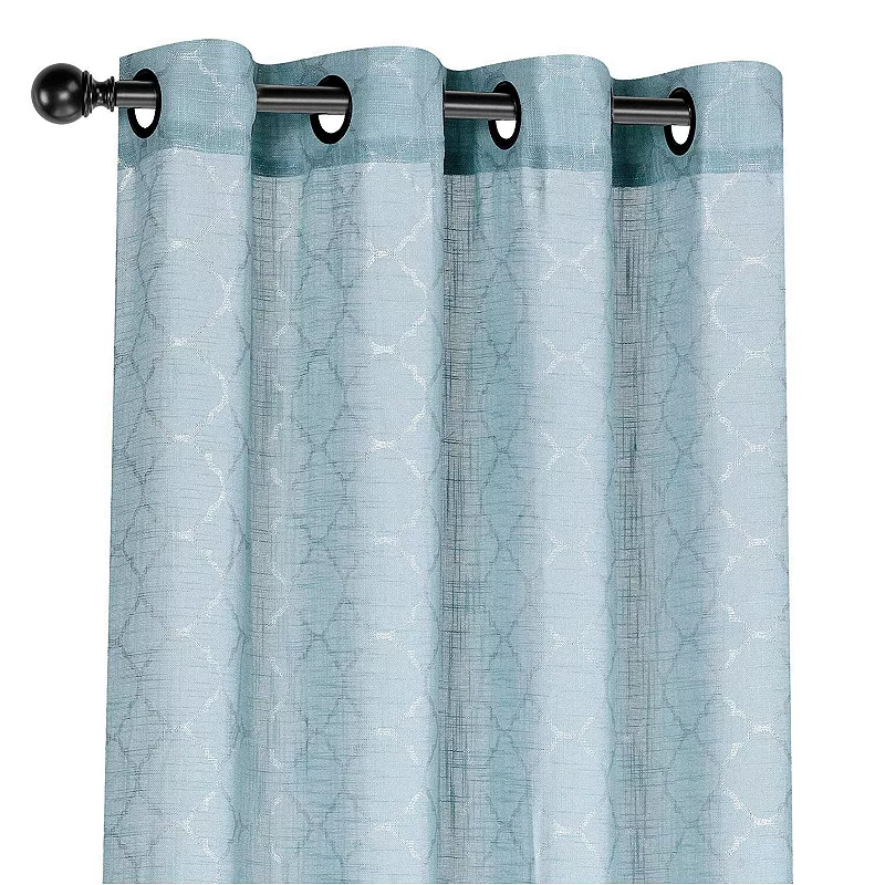 Kate Aurora Living 2 Pack Shabby Metallic Trellis Pastel Sheer Grommet Curtains