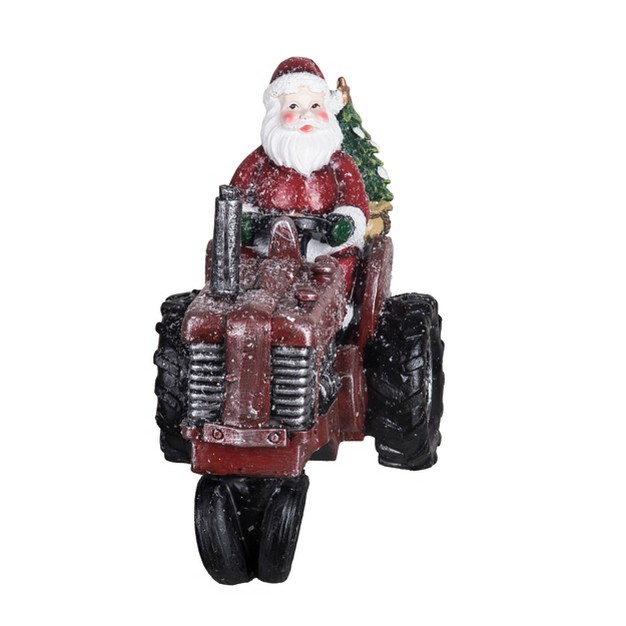 Transpac Resin 9 8 In Multicolor Christmas Tractor Santa Figurine