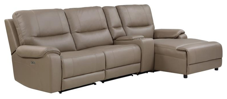 Lexicon LeGrande 4 Piece Right Chaise Modular Power Reclining Sectional in Brown   Contemporary   Sectional Sofas   by Homesquare  Houzz