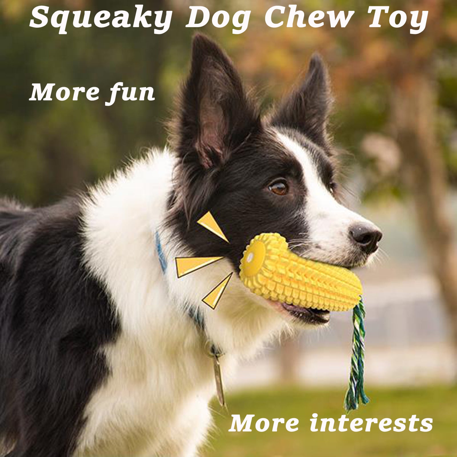 Dog Chew Toys， Puppy Toothbrush for Cleaning Teeth，Dog Squeak/Non-Squeak Toys Interactive Corn Toys， Dog Toys Aggressive Chewers for Small/Medium/Large Dog