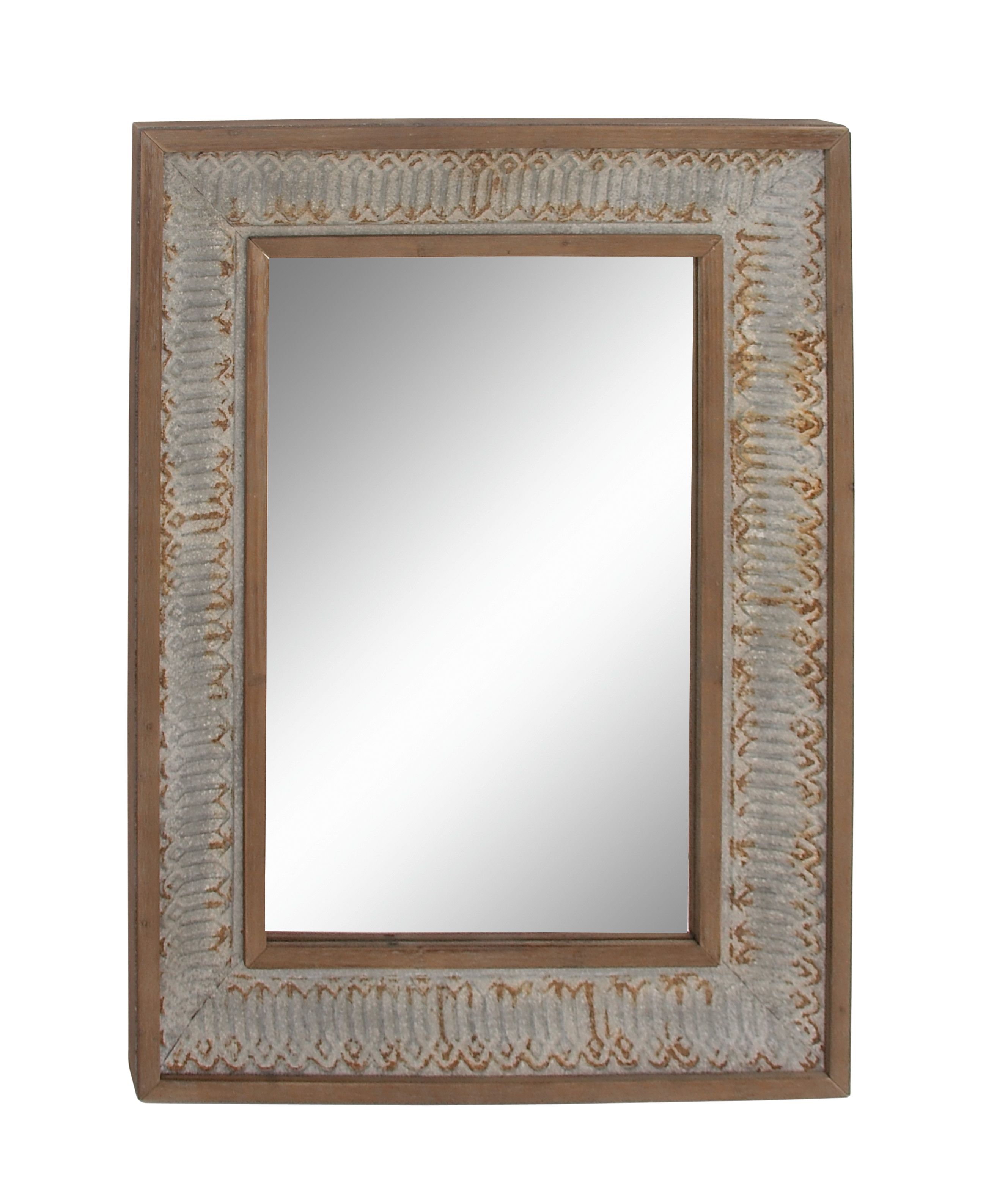 Grey Farmhouse Wood Wall Mirror 40 x 30