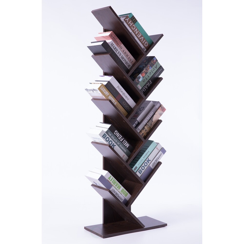 Carbon Loft Drake Wooden 9 shelf Tree Magazine CD Storage Bookcase