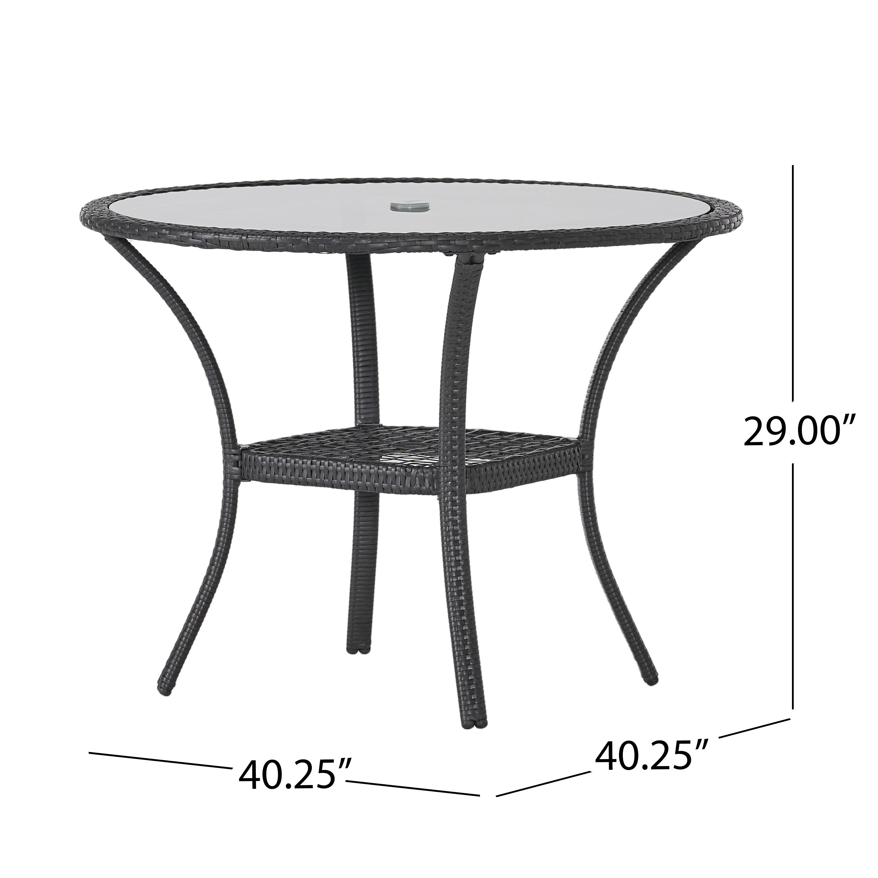 Hopp Outdoor Coastal Gray Wicker Side Table with Tempered Glass Top