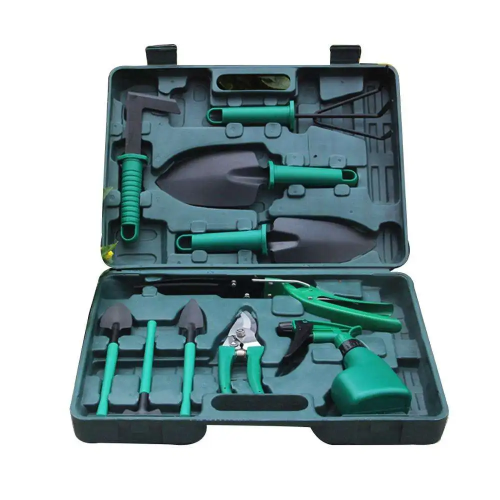 10pcs Garden Tools Case Portable Anti rust Garden Tool Kit for Digging Clipping