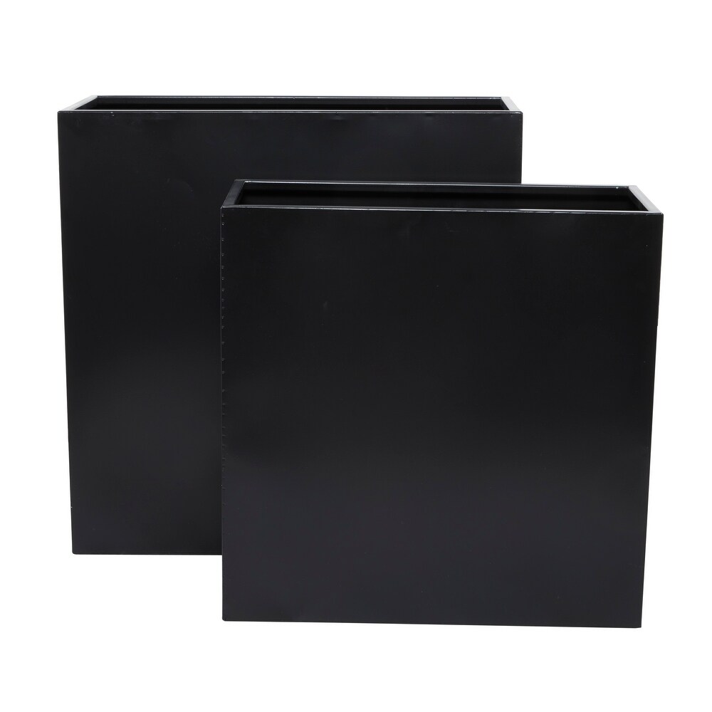 Black or White Metal Modern Planter (Set of 2)   S/2 28\