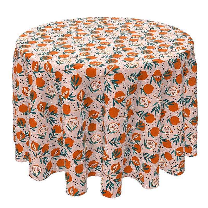 Round Tablecloth， 100% Cotton， 60 Round， Pomegranate Trees