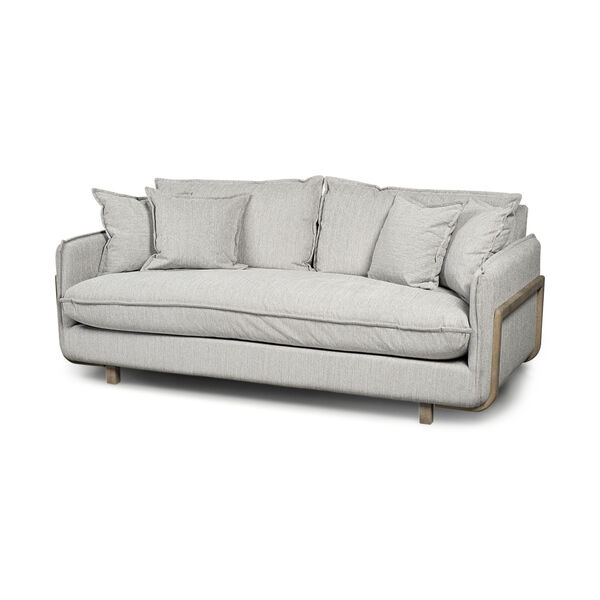 Roy I Frost Gray Upholstered Three Seater Sofa