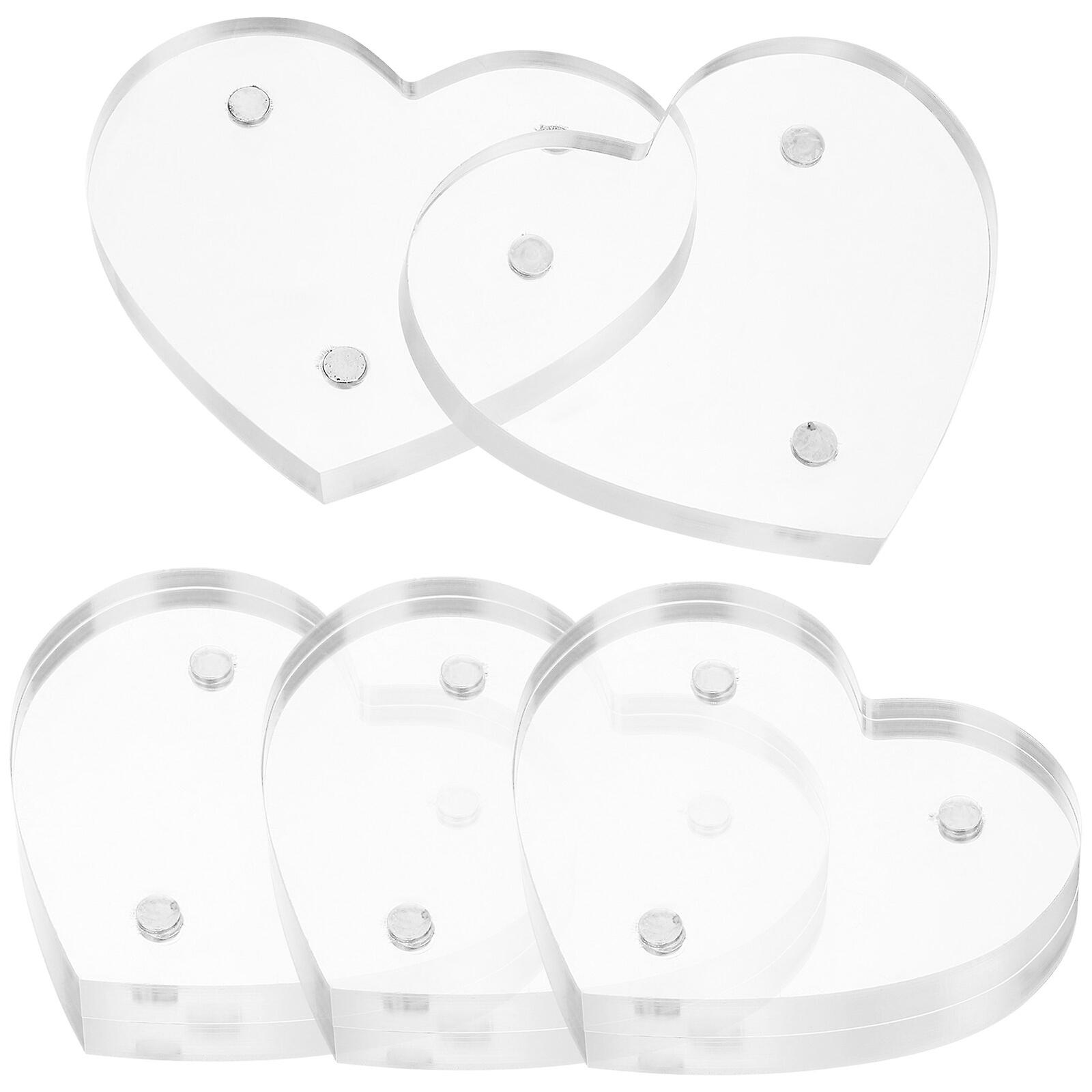 4pcs Heart Magnets Picture Magnets Photo Frame Ornament Acrylic Picture Magnets