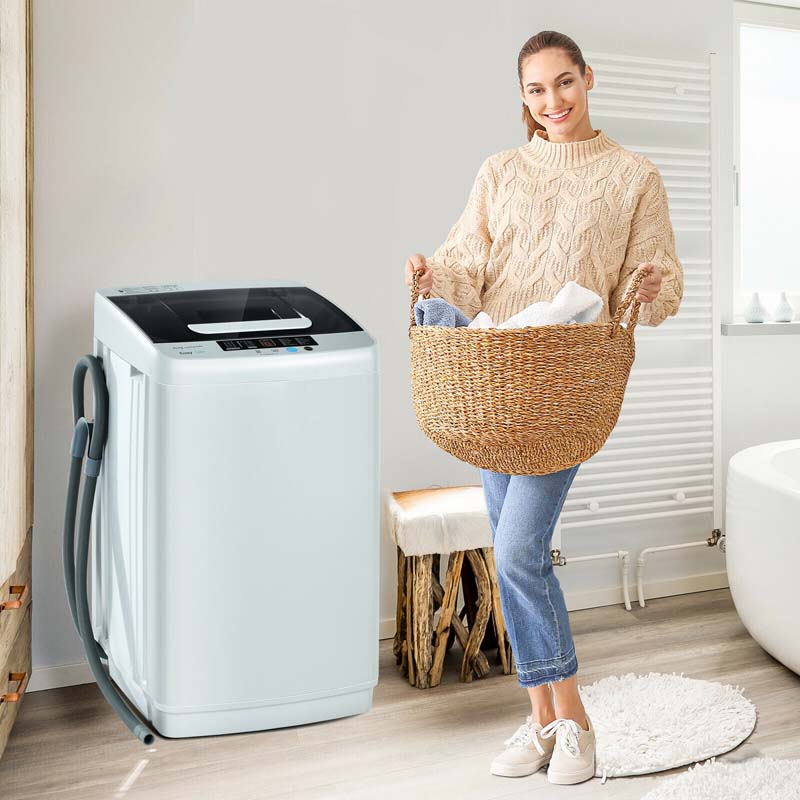 Full Automatic Portable Washing Machine with Drain Pump, 8.8 LBS 2-in-1 Top Load Washer Dryer Combo