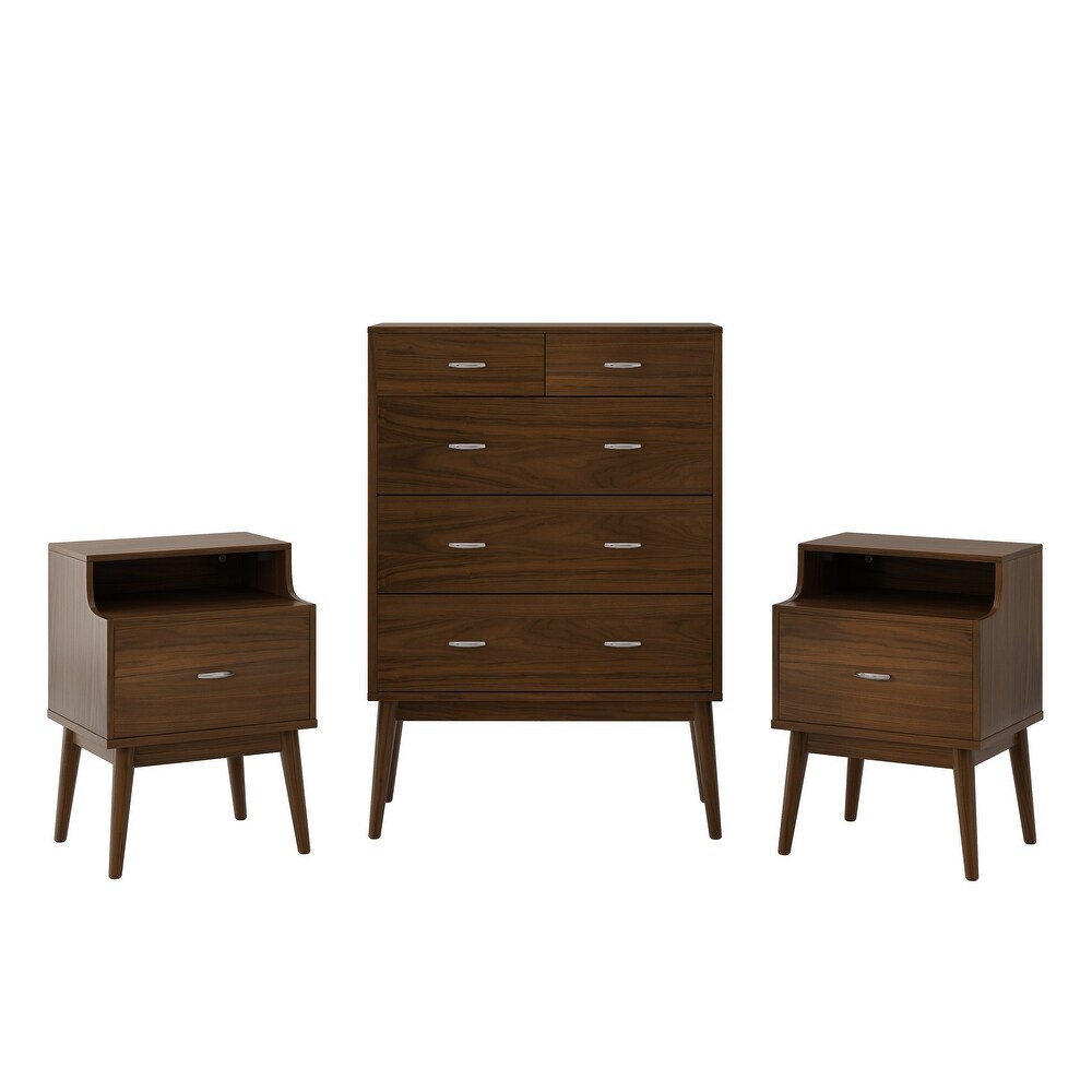 Curtisian 3 Piece 5 Drawer Dresser and Nightstand Bedroom Set by Christopher Knight Home