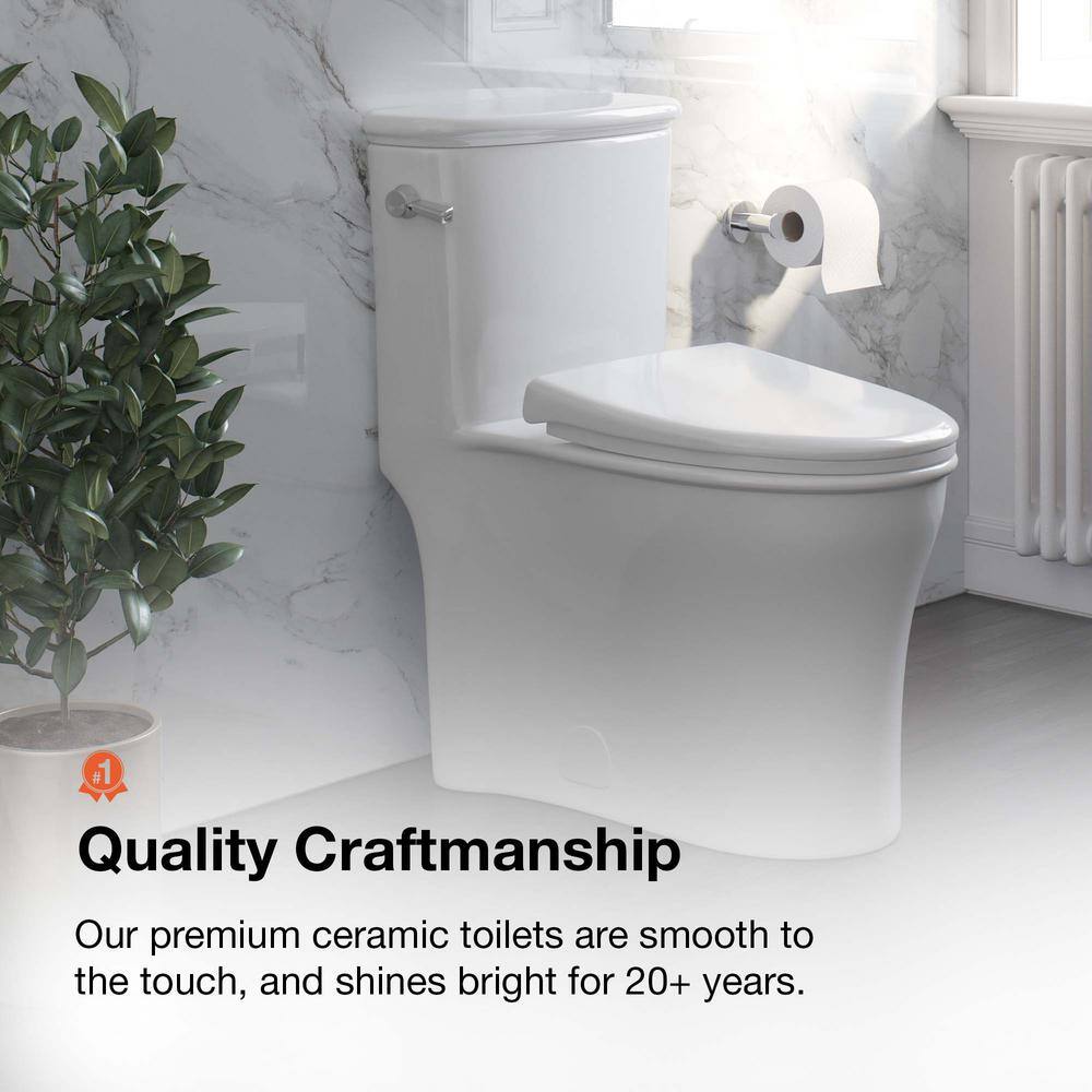 Glacier Bay Havenstone 1-piece 1.11.6 GPF Dual Flush Elongated Toilet in White Seat Included GBTO203