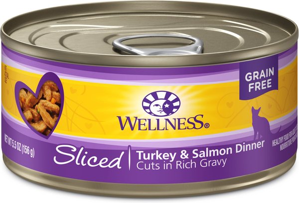 Wellness Sliced Turkey and Salmon Dinner Grain-Free Canned Cat Food