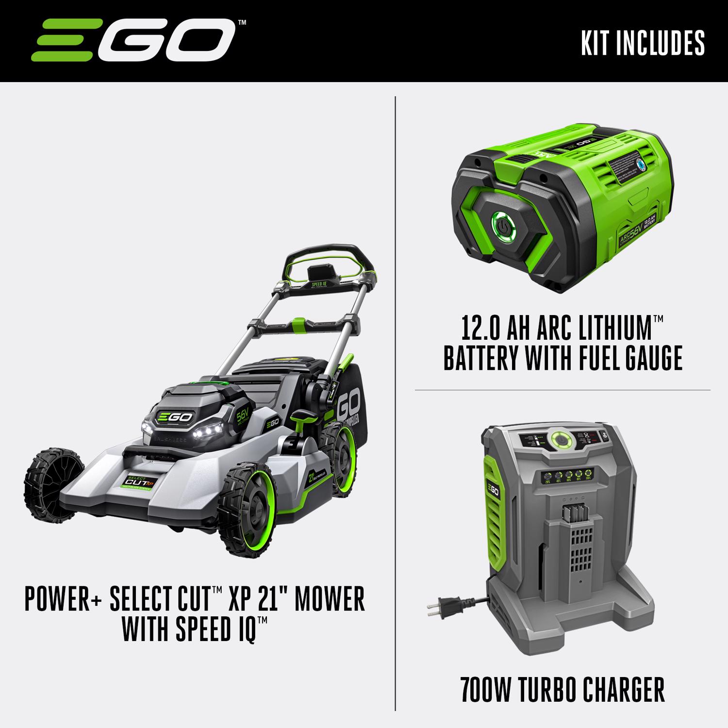 EGO Power+ LM2167SP 21 in. 56 V Battery Self-Propelled Lawn Mower Kit (Battery \u0026 Charger) W/ 12.0 AH BATTERY