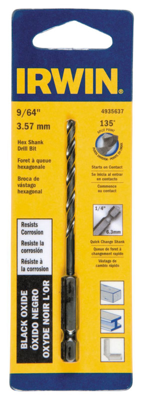 Irwin 9/64 in. X 3-3/16 in. L High Speed Steel Drill Bit 1 pc