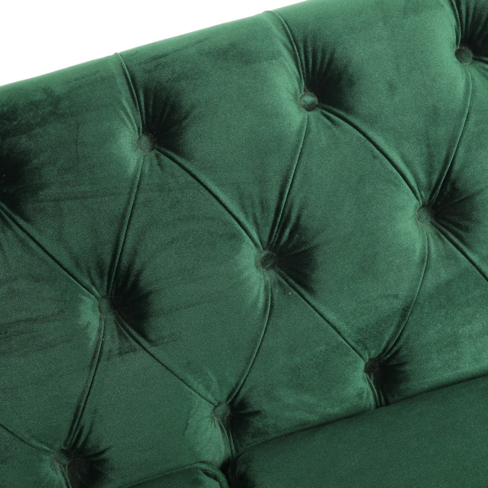 Jameer Modern Glam Tufted Velvet 3 Seater Sofa   Traditional   Sofas   by GDFStudio  Houzz