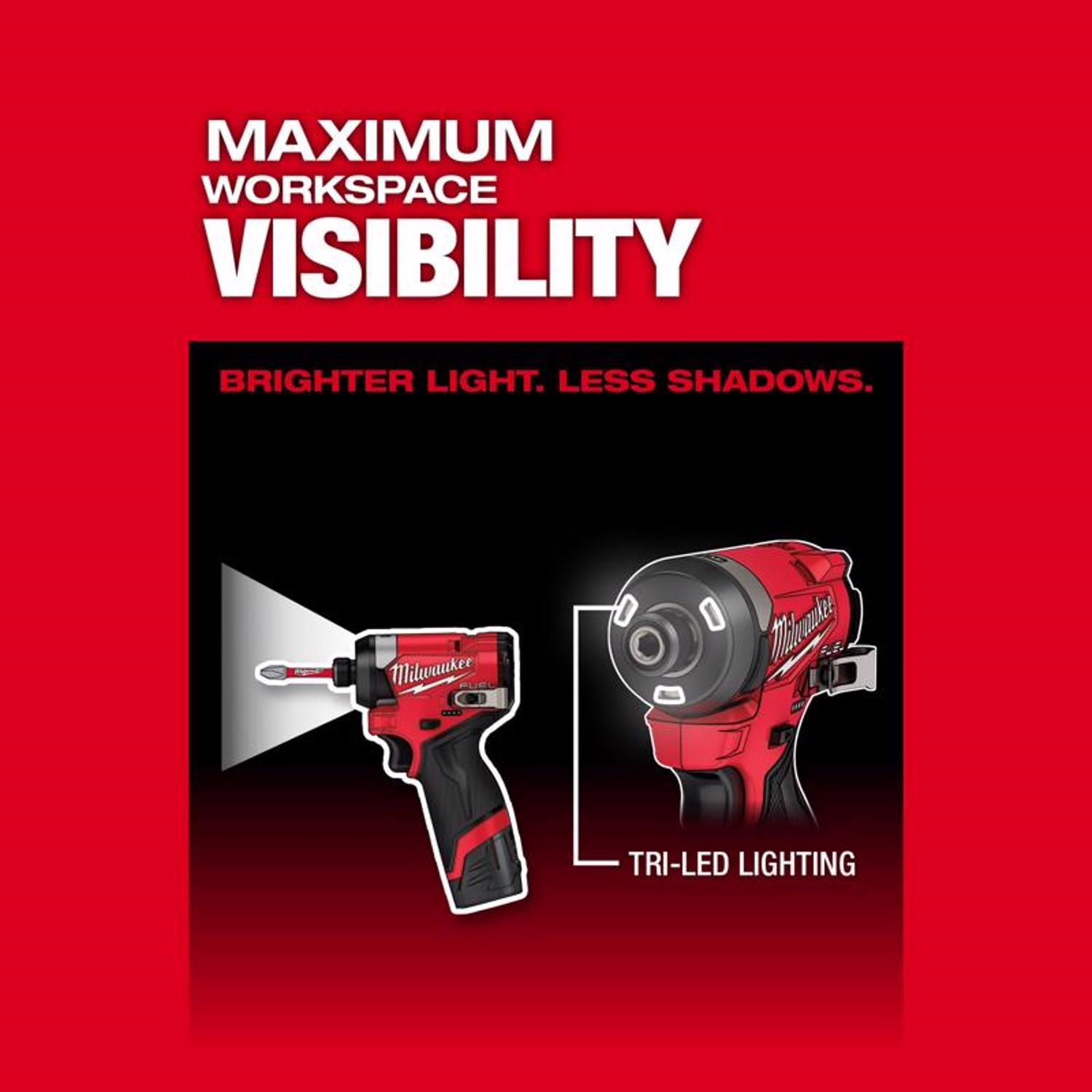 MW M12 FUEL 12 V 1/4 in. Cordless Brushless Impact Driver Kit (Battery \u0026 Charger)