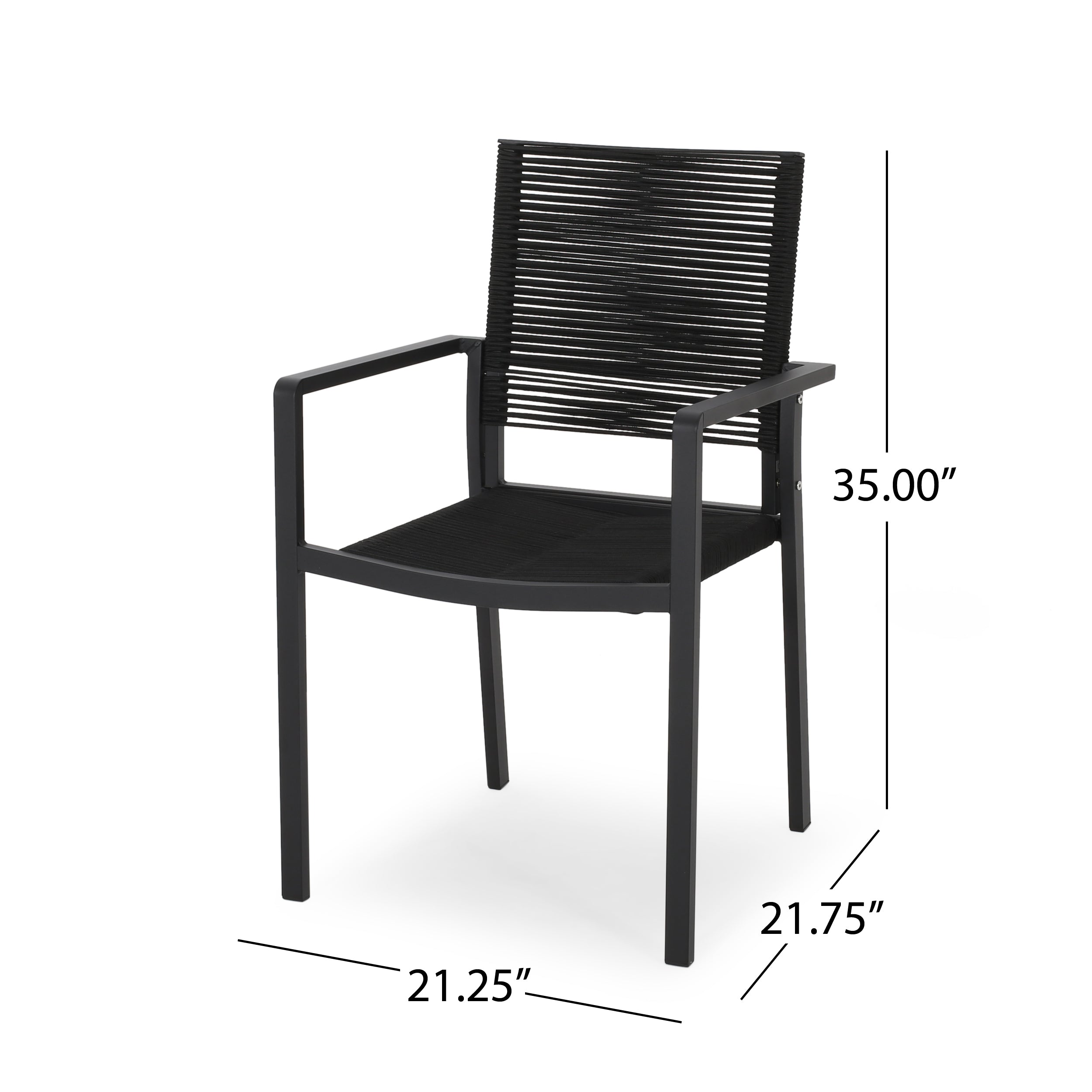 Lillian Outdoor Modern Aluminum Dining Chair with Rope Seat (Set of 2)