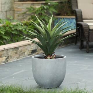 LuxenHome 17.2 in. H Round Tapered Light Gray MgO Composite Planter Pot WH035-LGY