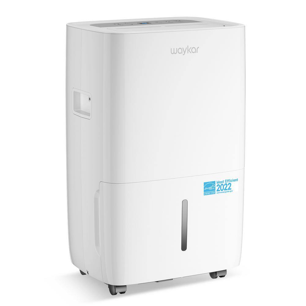 waykar 80-Pint Energy Star Dehumidifier for up to 5000 sq. ft. Basements and Large Rooms With Drain and Water Rank White HDCXJD025C-80-1