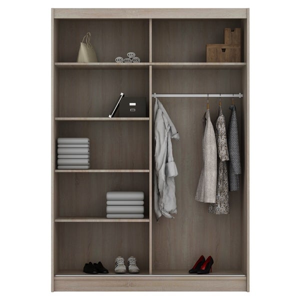 Manchester Modern Wooden Wardrobe - Armoire with Mirror - 59 Inch Wide - - 36339122