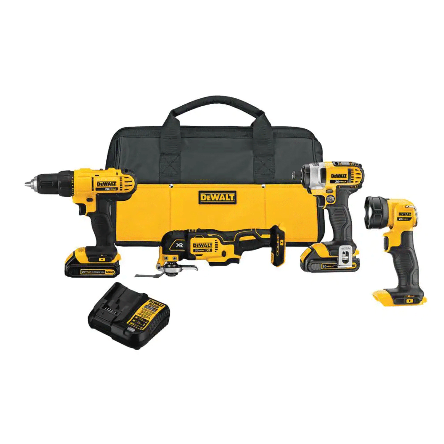 Dewalt 20-Volt MAX Cordless Combo Kit (4-Tool) With 2 Batteries and Charger， DCK444C2